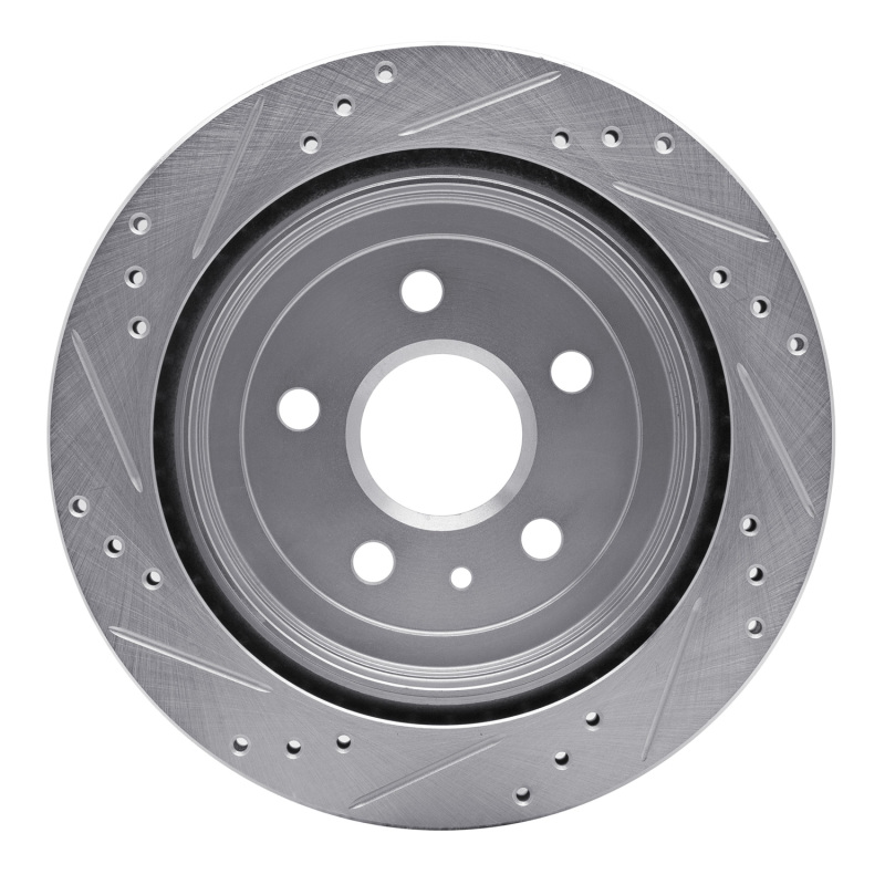 Cadillac CTS Brake Rotor (1) - Rear Right - R1 Concepts - Drilled & Slotted - Silver - `08-`19